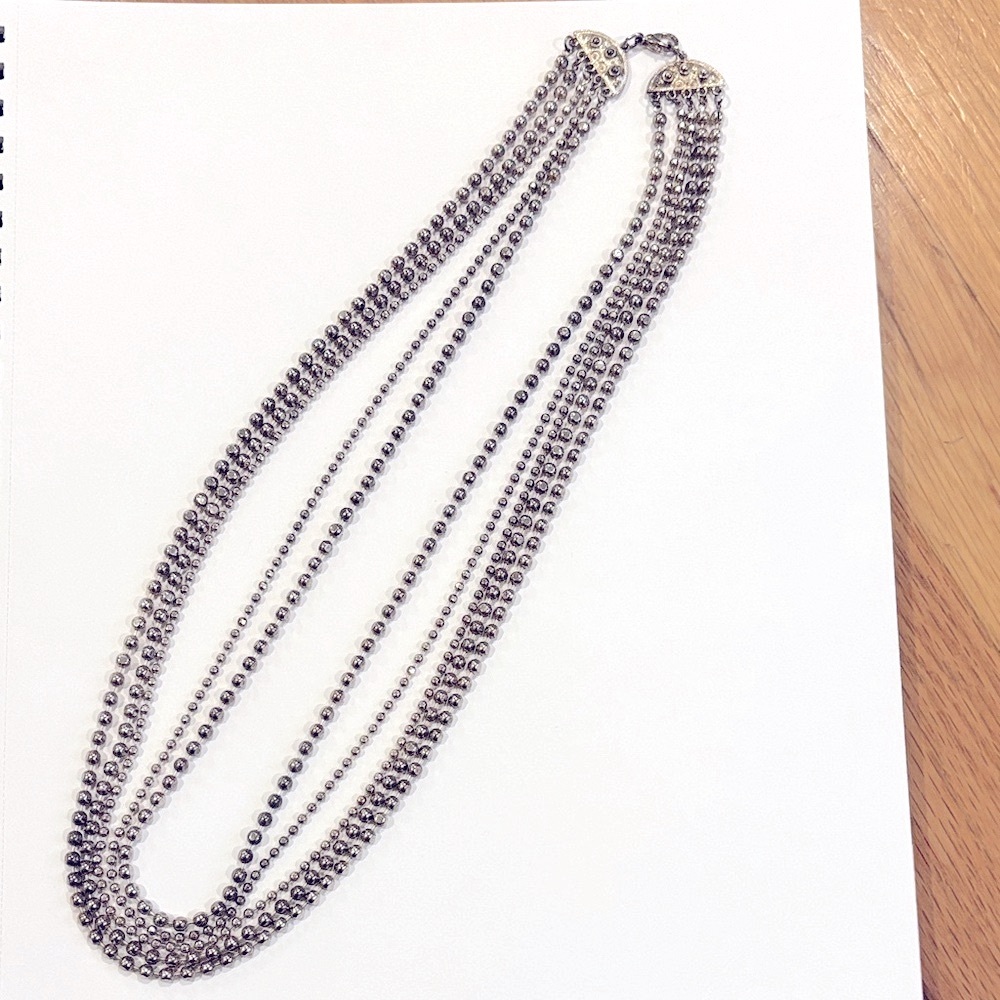 Vintage Coldwater Creek Multi Strand Tribal Style Chain Necklace Darkened Grey